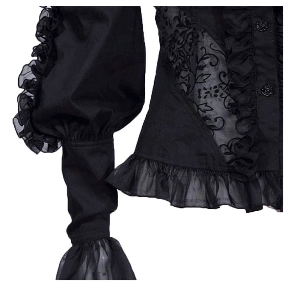 Victorian Lace Detachable Ruffle Collar Top - Picture 4 of 4